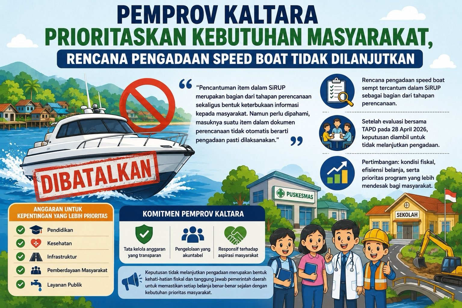 Rencana Pengadaan Speed Boat Dibatalkan, Pemprov Lebih Prioritaskan Kebutuhan Masyarakat